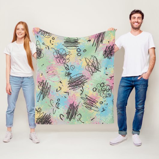 Colorful Urban Graffiti Pattern (4) フリースブランケット (インサイチュ)