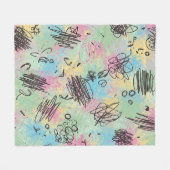 Colorful Urban Graffiti Pattern (4) フリースブランケット (正面(横))