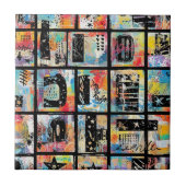 Colorful Urban Graffiti Pattern (5) タイル (正面)