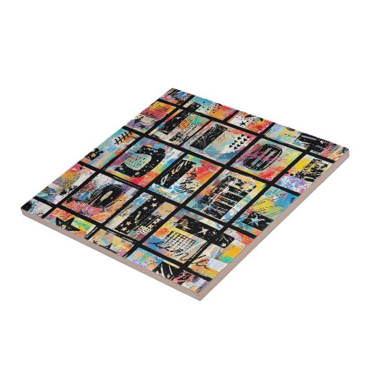 Colorful Urban Graffiti Pattern (5) タイル (側面)