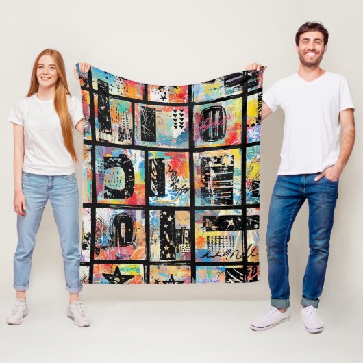 Colorful Urban Graffiti Pattern (5) フリースブランケット (インサイチュ)