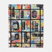 Colorful Urban Graffiti Pattern (5) フリースブランケット (正面)