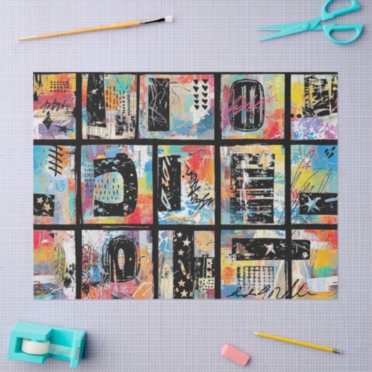 Colorful Urban Graffiti Pattern (5) 薄葉紙 (クラフト)