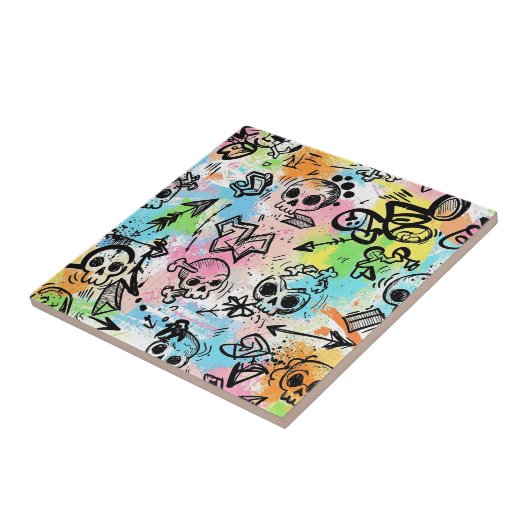 Colorful Urban Graffiti Pattern (6) タイル (側面)