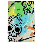 Colorful Urban Graffiti Pattern (6) ミディアムペーパーバッグ (正面)