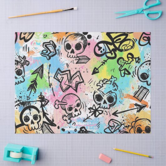 Colorful Urban Graffiti Pattern (6) 薄葉紙 (クラフト)