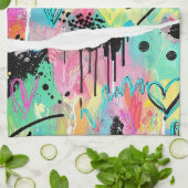 Colorful Urban Graffiti Pattern (7) キッチンタオル (折り畳み)