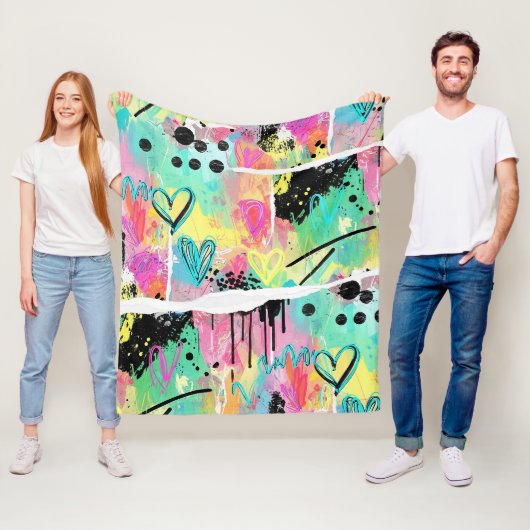 Colorful Urban Graffiti Pattern (7) フリースブランケット (インサイチュ)