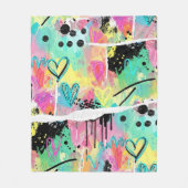 Colorful Urban Graffiti Pattern (7) フリースブランケット (正面)
