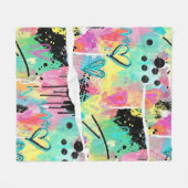 Colorful Urban Graffiti Pattern (7) フリースブランケット (正面(横))
