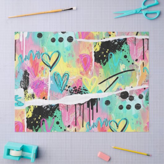 Colorful Urban Graffiti Pattern (7) 薄葉紙 (クラフト)