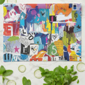 Colorful Urban Graffiti Pattern (8) キッチンタオル (折り畳み)