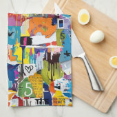 Colorful Urban Graffiti Pattern (8) キッチンタオル (四つ折り)