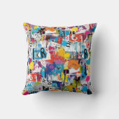 Colorful Urban Graffiti Pattern (8) クッション (裏面)