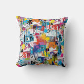 Colorful Urban Graffiti Pattern (8) クッション (正面)