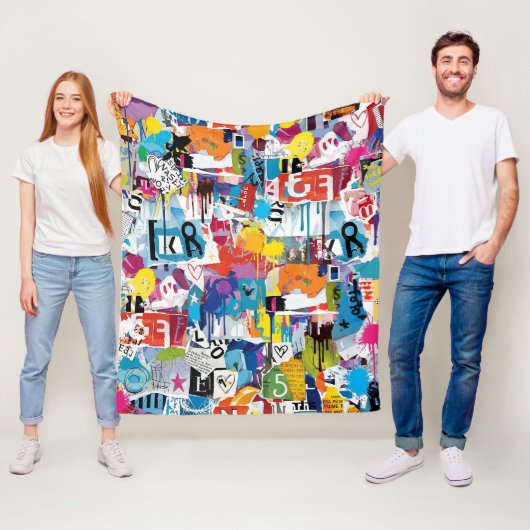 Colorful Urban Graffiti Pattern (8) フリースブランケット (インサイチュ)