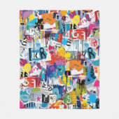 Colorful Urban Graffiti Pattern (8) フリースブランケット (正面)