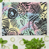 Colorful Urban Graffiti Pattern (9) キッチンタオル (折り畳み)