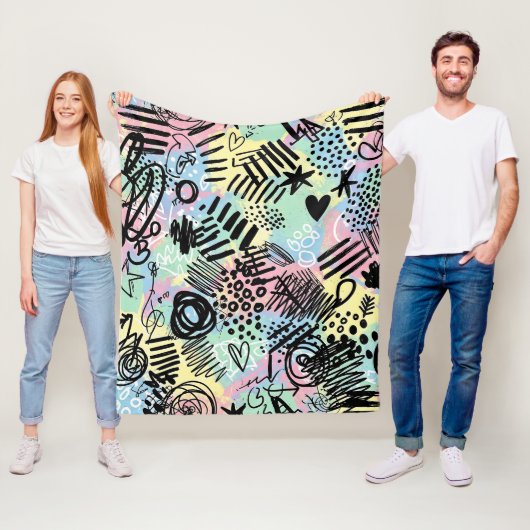 Colorful Urban Graffiti Pattern (9) フリースブランケット (インサイチュ)