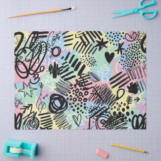 Colorful Urban Graffiti Pattern (9) 薄葉紙 (クラフト)