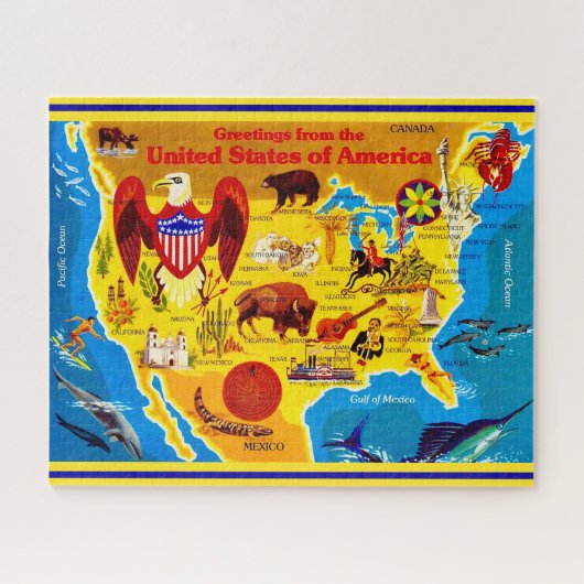 Colorful USA Map 16x20 Jigsaw Puzzle ジグソーパズル (横)