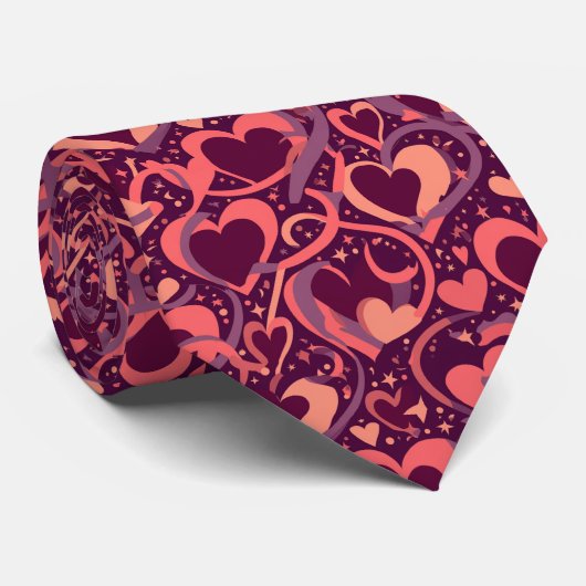 Colorful Valentine Hearts Seamless Pattern Bold ネクタイ (ロール)