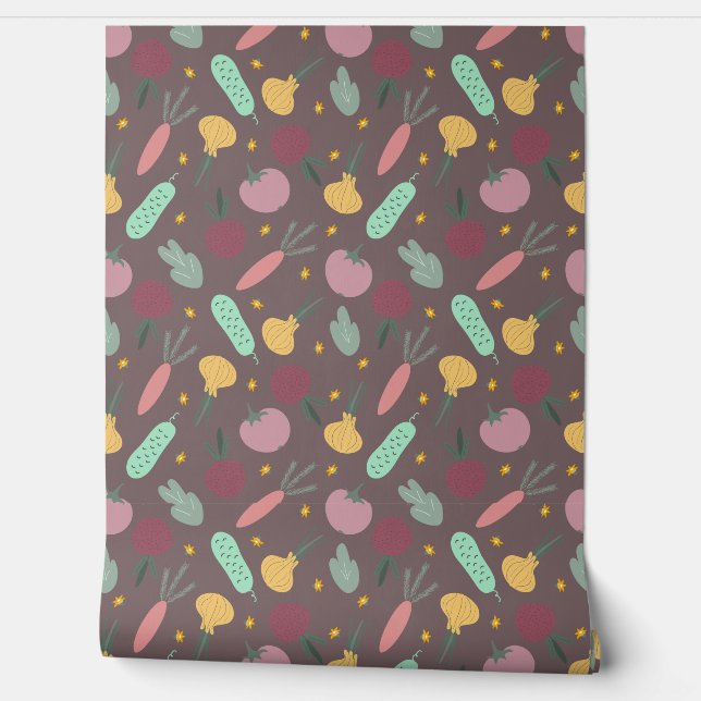 colorful vegetable pattern 壁紙 (ほどく)
