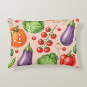Colorful Vegetable Pattern Illustration アクセントクッション (正面)