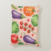 Colorful Vegetable Pattern Illustration アクセントクッション (裏面(縦))