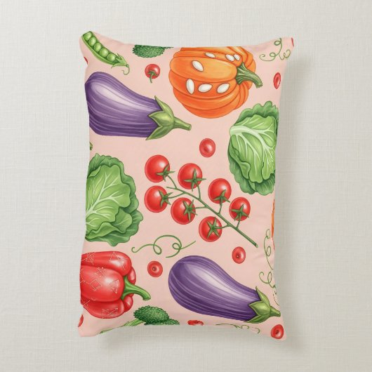 Colorful Vegetable Pattern Illustration アクセントクッション (裏面(縦))