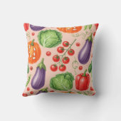 Colorful Vegetable Pattern Illustration クッション (裏面)