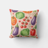 Colorful Vegetable Pattern Illustration クッション (正面)