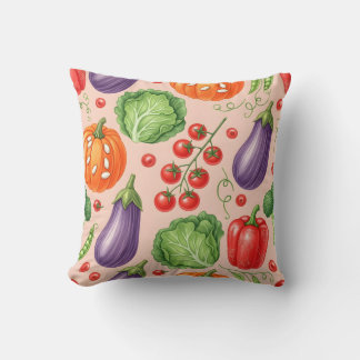 Colorful Vegetable Pattern Illustration クッション