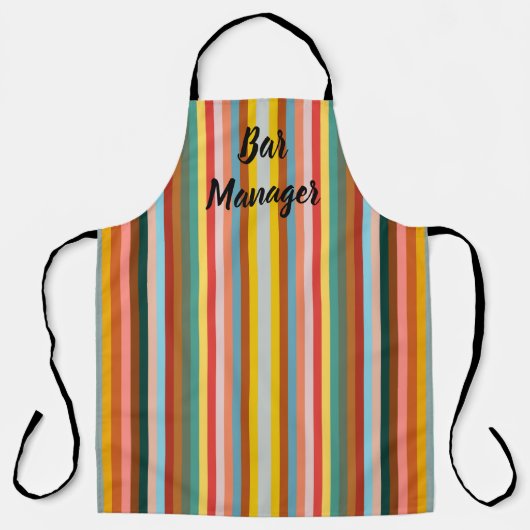 Colorful Vertical Retro Stripes エプロン (正面)