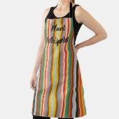 Colorful Vertical Retro Stripes  エプロン (インサイチュ)