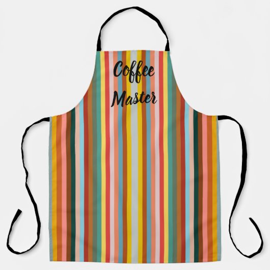Colorful Vertical Retro Stripes  エプロン (正面)
