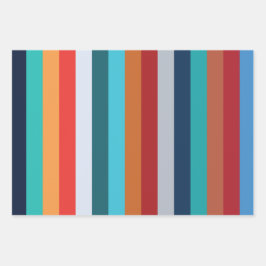 Colorful Vertical Retro Stripes ラッピングペーパーシート