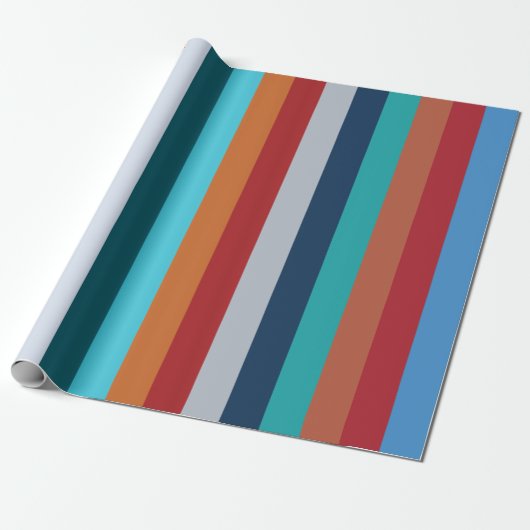 Colorful Vertical Retro Stripes ラッピングペーパー (アンロールド)