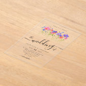 Colorful Vibrant Bold Boho Wildflower Wedding アクリル招待状 (レイダウン)