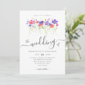 Colorful Vibrant Bold Wildflowers Wedding 招待状 (スタンド正面)