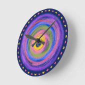 Colorful vibrant centering Circles Watercolor -  ラウンド壁時計 (傾斜)