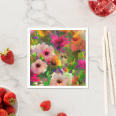 colorful vibrant floral flower watercolor pattern スタンダードカクテルナプキン (インサイチュ)