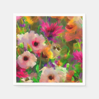 colorful vibrant floral flower watercolor pattern スタンダードカクテルナプキン
