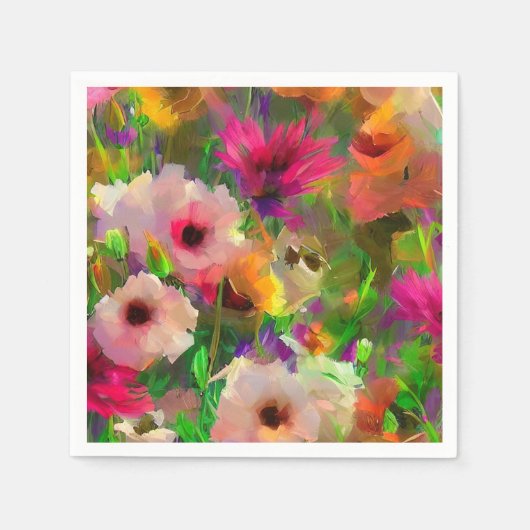 colorful vibrant floral flower watercolor pattern スタンダードカクテルナプキン (正面)