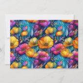 Colorful Vibrant Poppy Flower 50th Birthday Photo 招待状 (裏面)