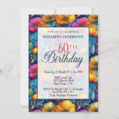 Colorful Vibrant Poppy Flower 60th Birthday 招待状 (正面)