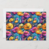 Colorful Vibrant Poppy Flower 80th Birthday Photo 招待状 (裏面)