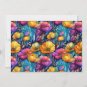 Colorful Vibrant Poppy Flower 98th Birthday 招待状 (裏面)