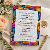 Colorful Vibrant Poppy Flower Wedding 招待状