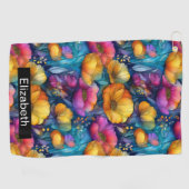 Colorful Vibrant Poppy Personalized ゴルフタオル (横)